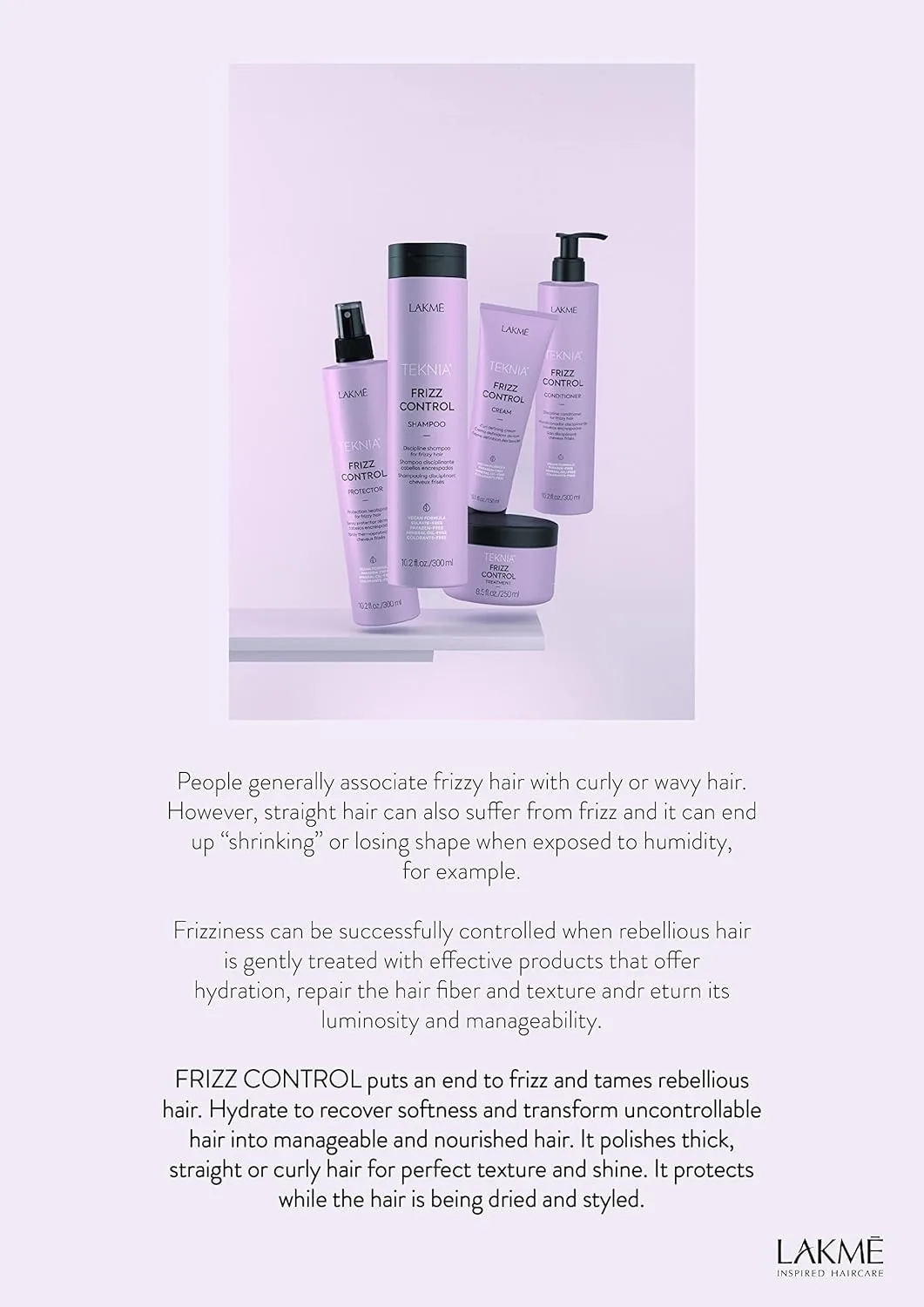 Несмываемый кондиционер LAKMÉ Teknia Frizz Control, кондиционер против пушистости для вьющихся и пушистых волос. 1000 мл (1 шт.) — фото 3