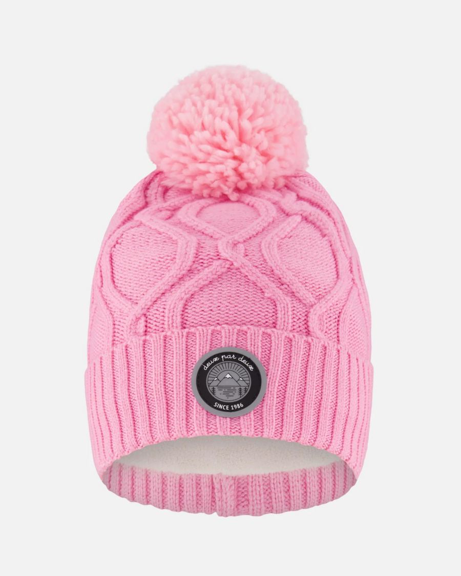 

Вязаная шапочка с помпоном для девочек, розовая Deux par Deux, Pink