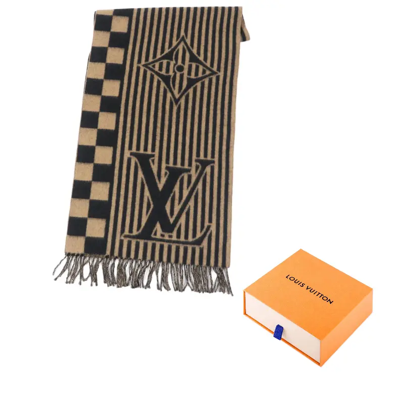 

LOUIS VUITTON Кашемировый вязаный шарф мужской коричневый, Brown