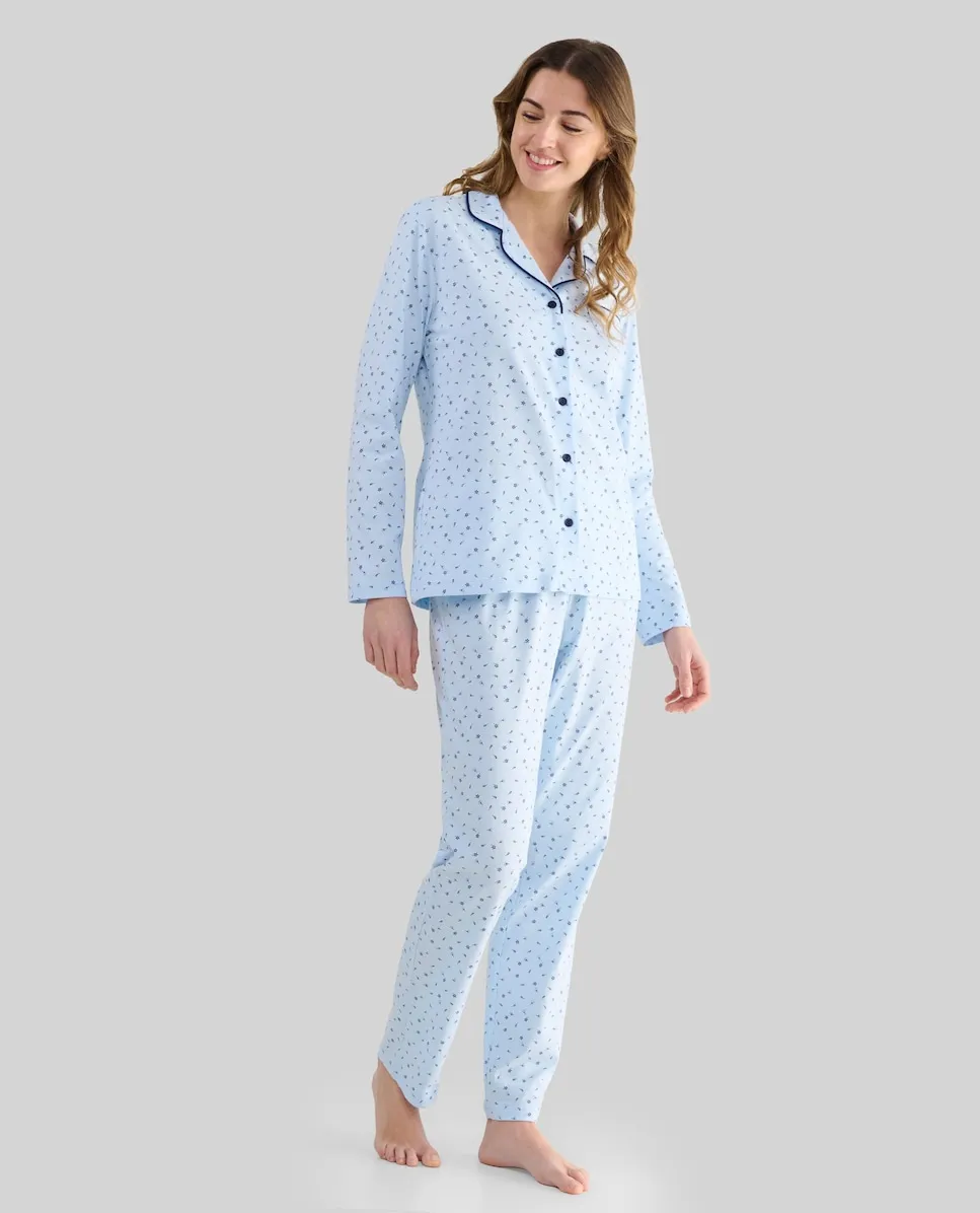 

Длинная женская пижама с принтом Lohe, небесно-голубой