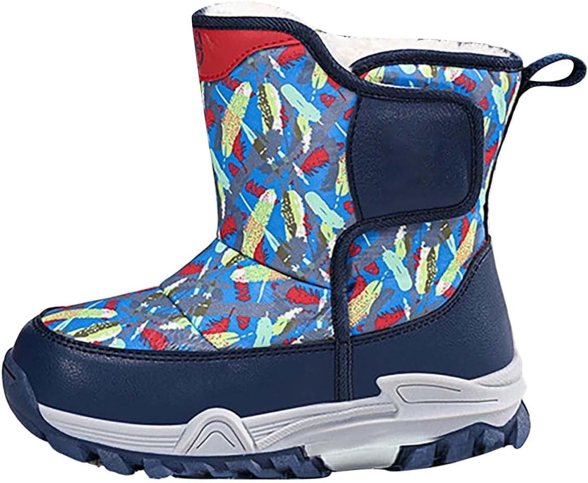 

Детские водонепроницаемые зимние ботинки для мальчиков и девочек, размер 13,5 Generic, синий