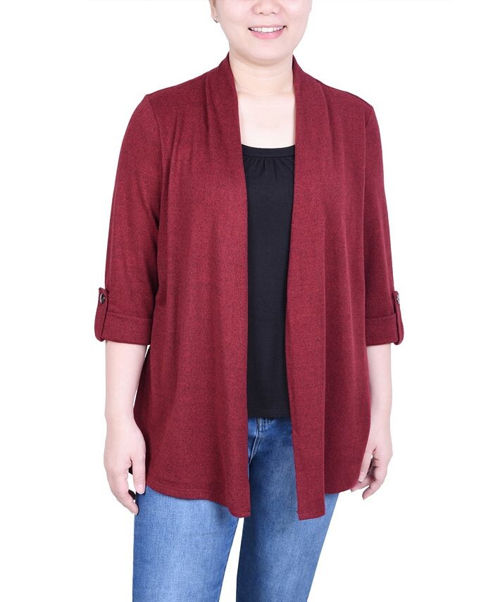 

Миниатюрный топ «два в одном» с рукавами 3/4 NY Collection, красный
