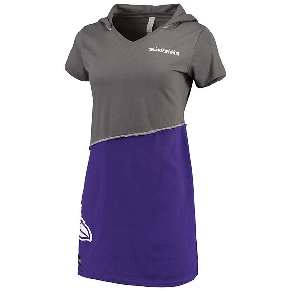 

Женская худи-мини-платье refried charcoal/purple baltimore ravens sustainable Unbranded