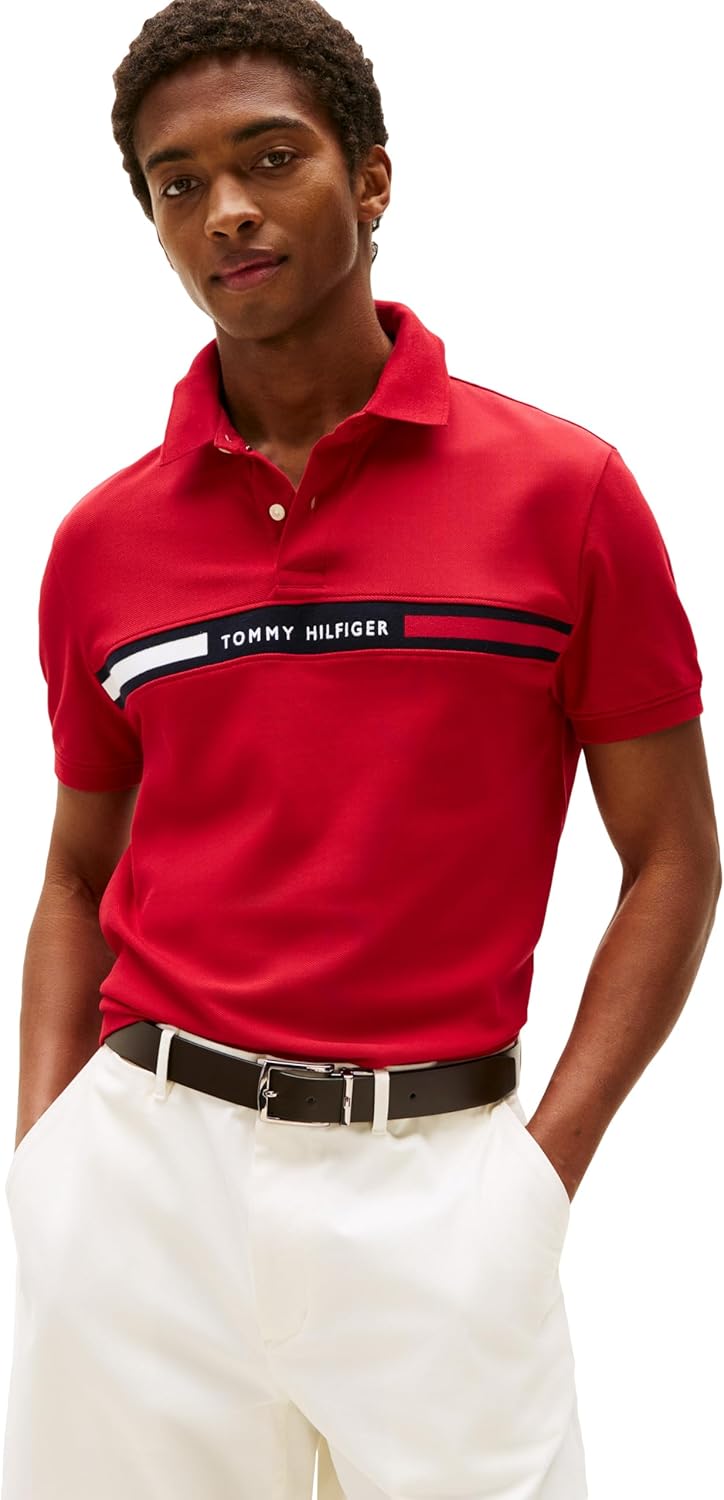 

Мужские поло Tommy Hilfiger с коротким рукавом, классического кроя, с логотипом на груди, Medium Red, Красный, Мужские поло Tommy Hilfiger с коротким рукавом, классического кроя, с логотипом на груди, Medium Red