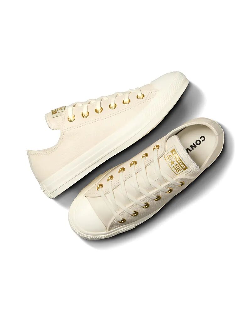 Кеды Converse Chuck Taylor All Star из натуральной кожи в цвете «эгрет/золото» — фото 4
