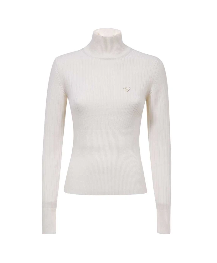 

Ребристый шерстяной свитер с высоким воротником Casablanca, бежевый