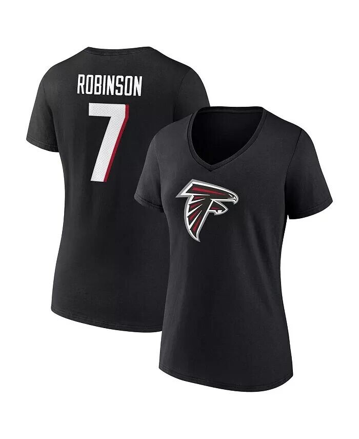 

Женская футболка Bijan Robinson Black Atlanta Falcons Icon с именем и номером и v-образным вырезом Fanatics