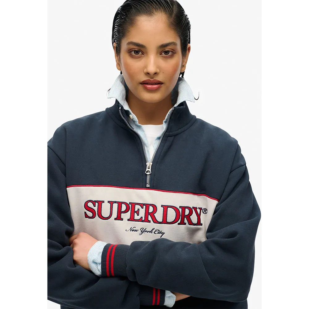Толстовка Superdry Country Club Loose half zip, синий — фото 3