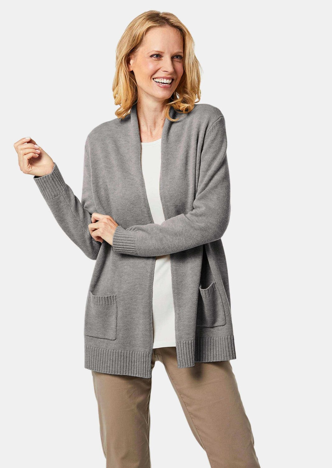 

Кардиган GOLDNER Strickjacke, цвет mittelgrau/melange
