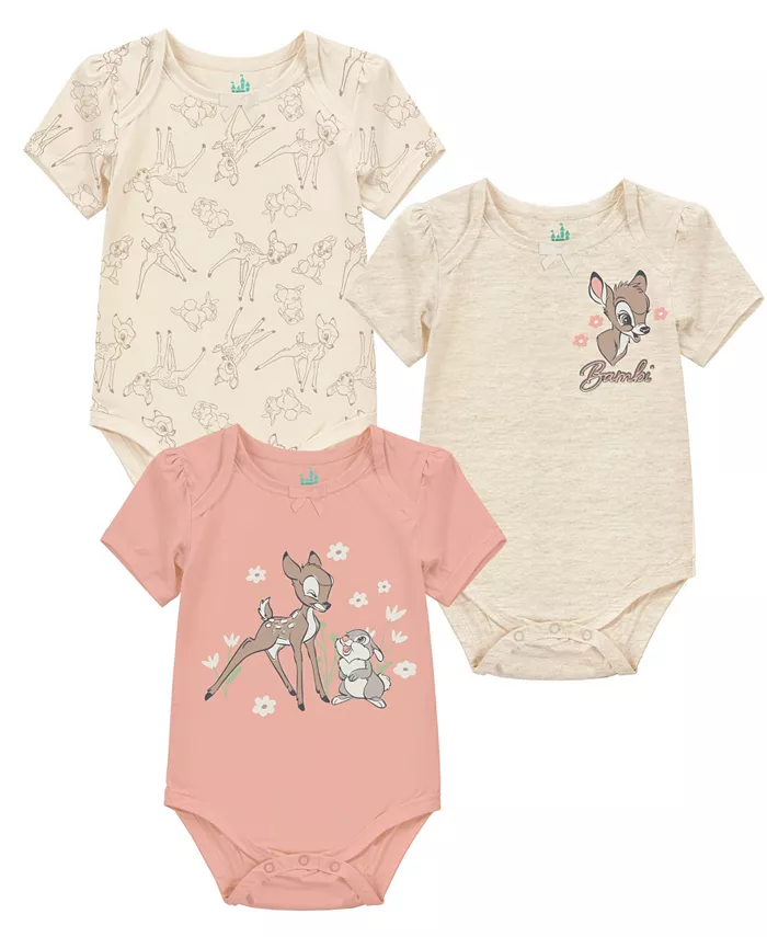 

Детский боди с коротким рукавом Bambi, набор из 3 штук Disney, мультиколор