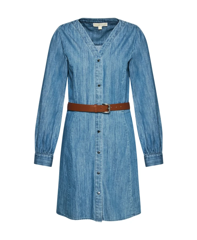 

Джинсовое платье миди с длинными рукавами Michael Kors, синий