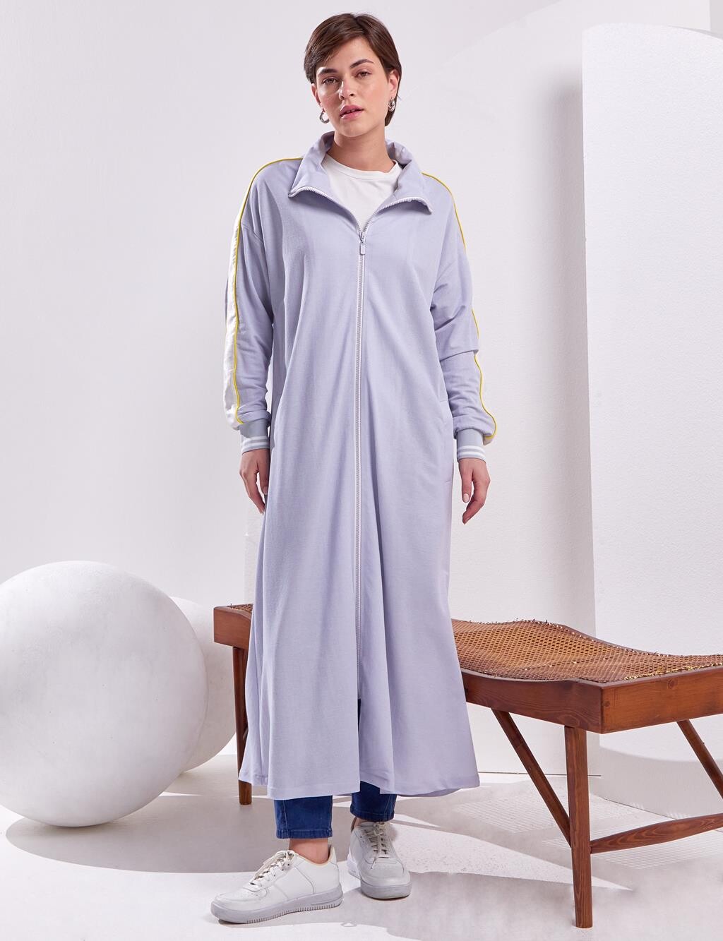 

Абая Color Block Zippered Abaya Blue Kayra