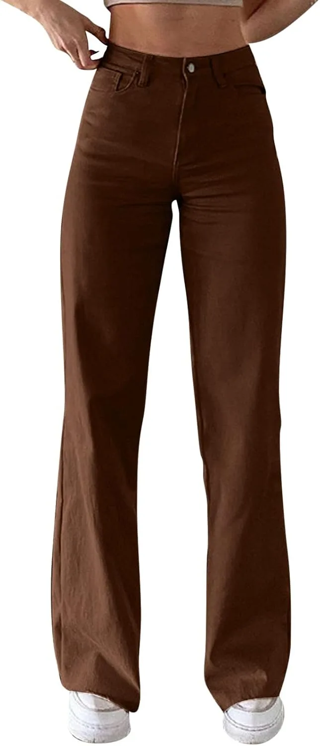 

Женские джинсы YOLAI с высокой талией и широкими штанинами