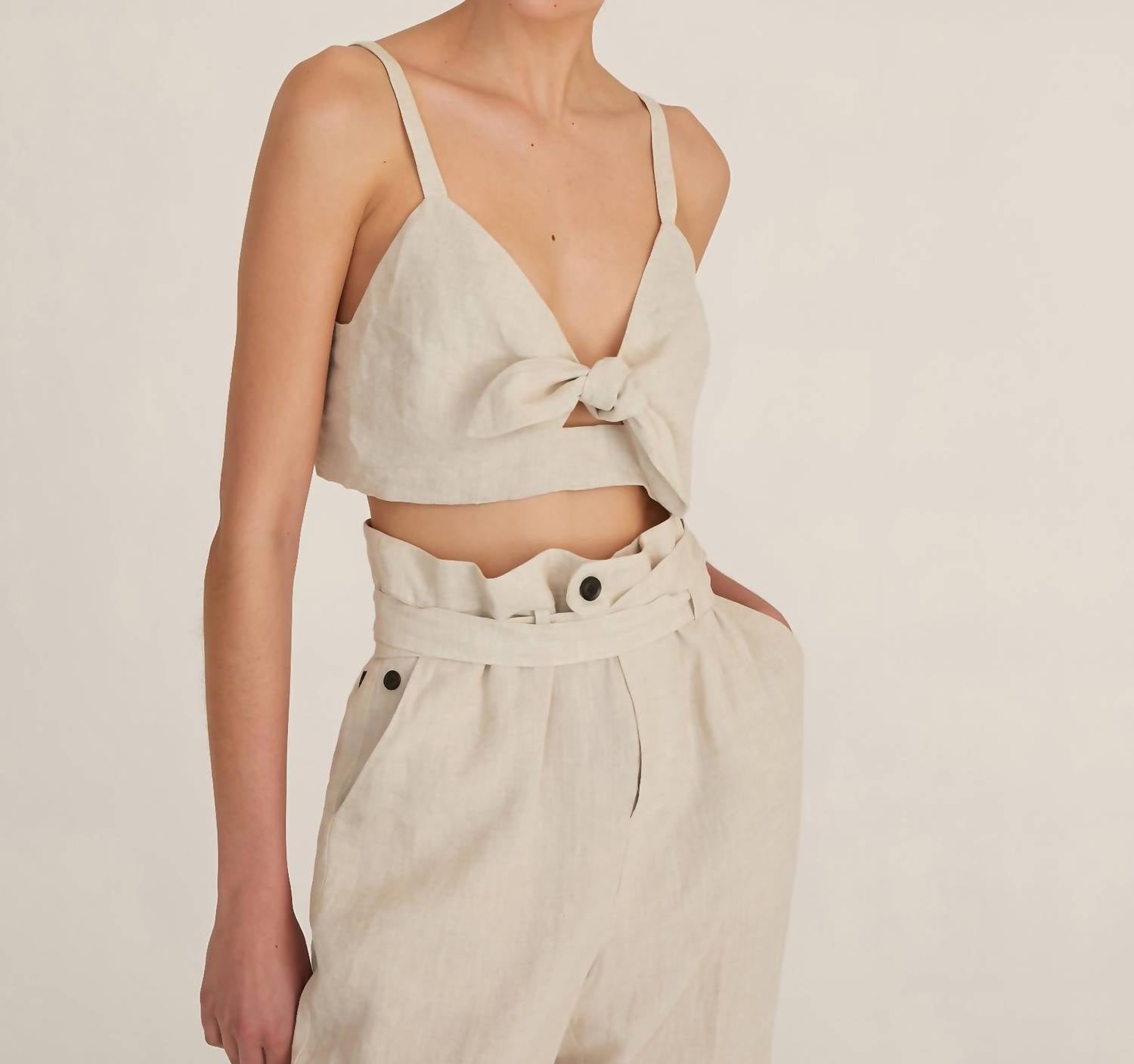 

Топ Paloma Linen Tie Front из льна MARISSA WEBB, цвет flax