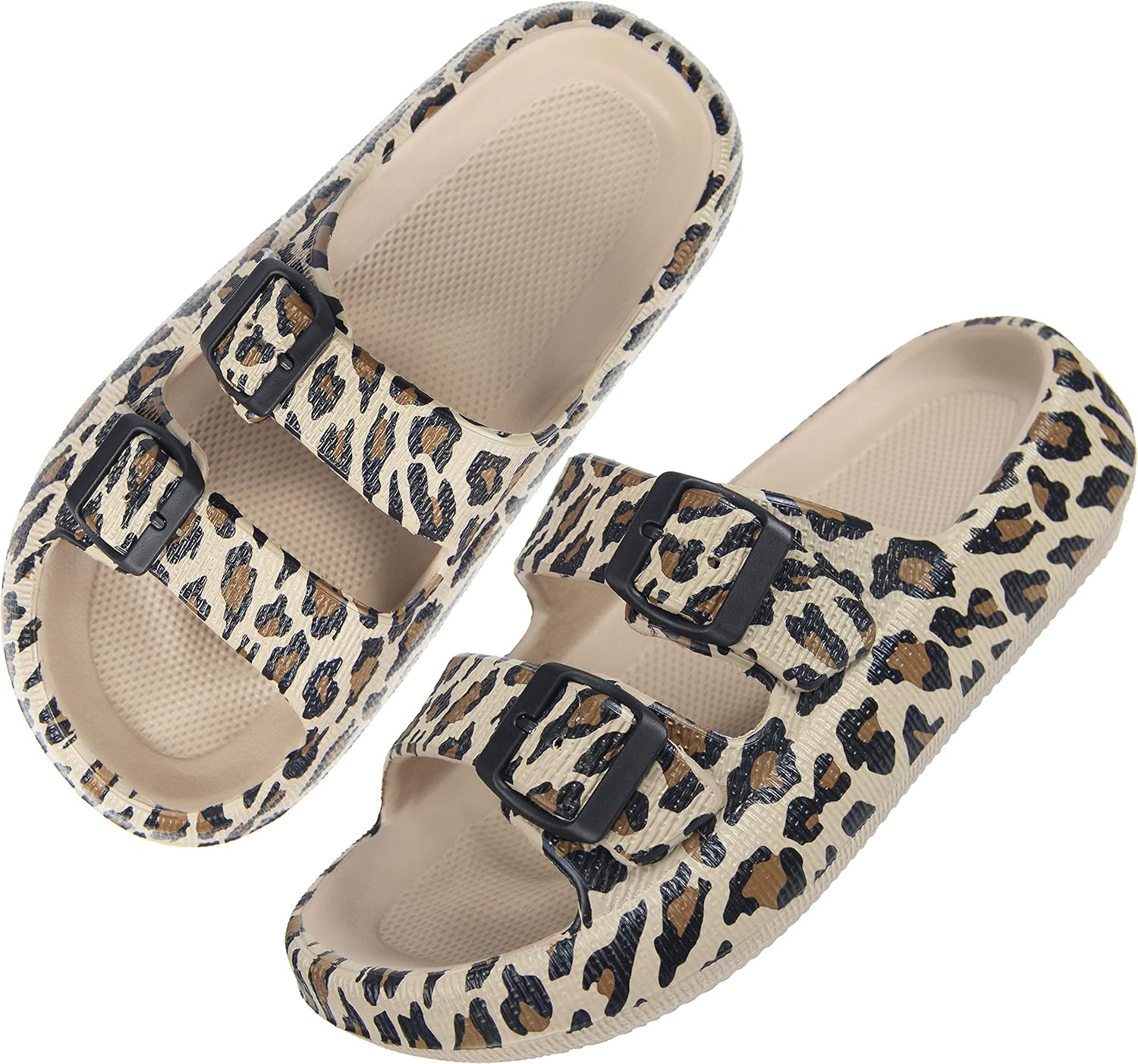 

Сандалии BenSorts с подушкой для женщин и мужчин, толстая подошва, регулируемые пряжки, EVA, Leopard