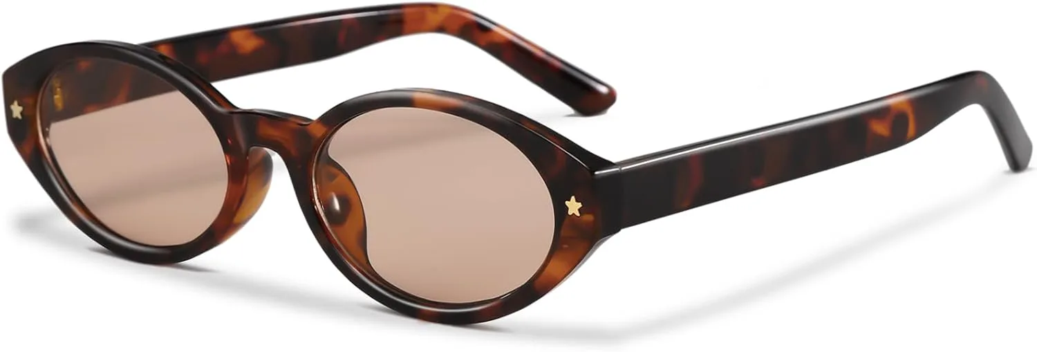 

Ретро-солнцезащитные очки овальной формы для женщин и мужчин. Модные маленькие овальные солнцезащитные очки в винтажном стиле 90-х SevenColor, A1 Tortoise/Champagne