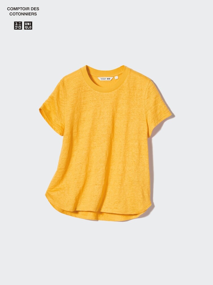 

Льняная футболка с круглым вырезом Uniqlo, цвет 22 оранжевый
