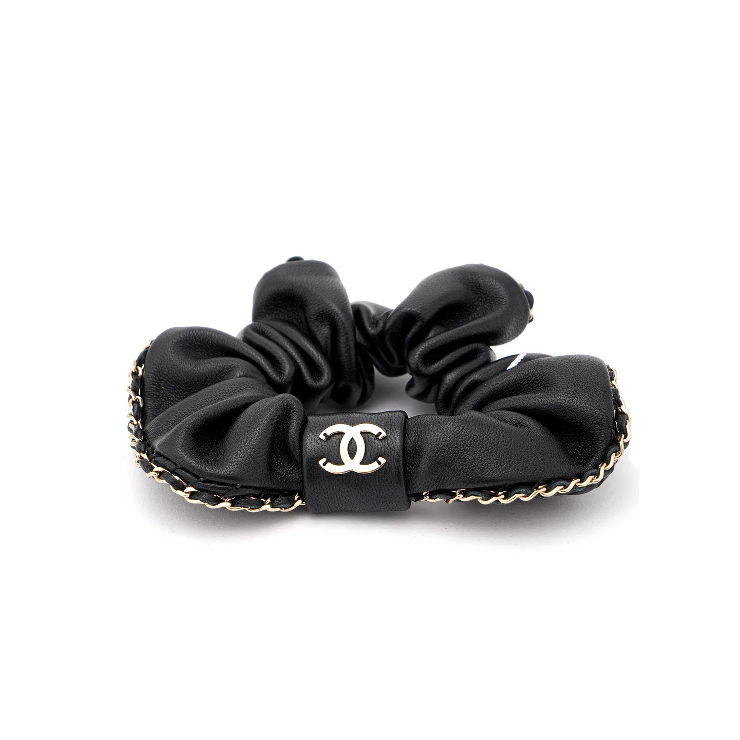 Резинка для волос кожаная CHANEL Black