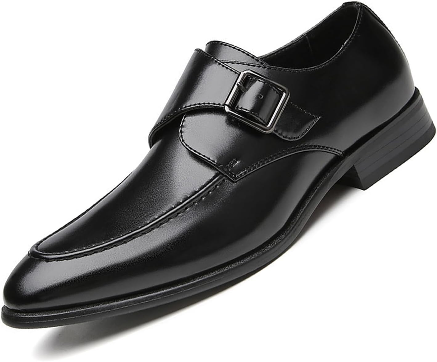 

Мужские кожаные лоферы с пряжкой в стиле монах, низкий верх, ретро, круглый носок, низкий каблук, без шнуровки, дышащие, формальные деловые туфли под смокинг, классические оксфорды с ровным носком, формальные кожаные туфли Enjgu, черный