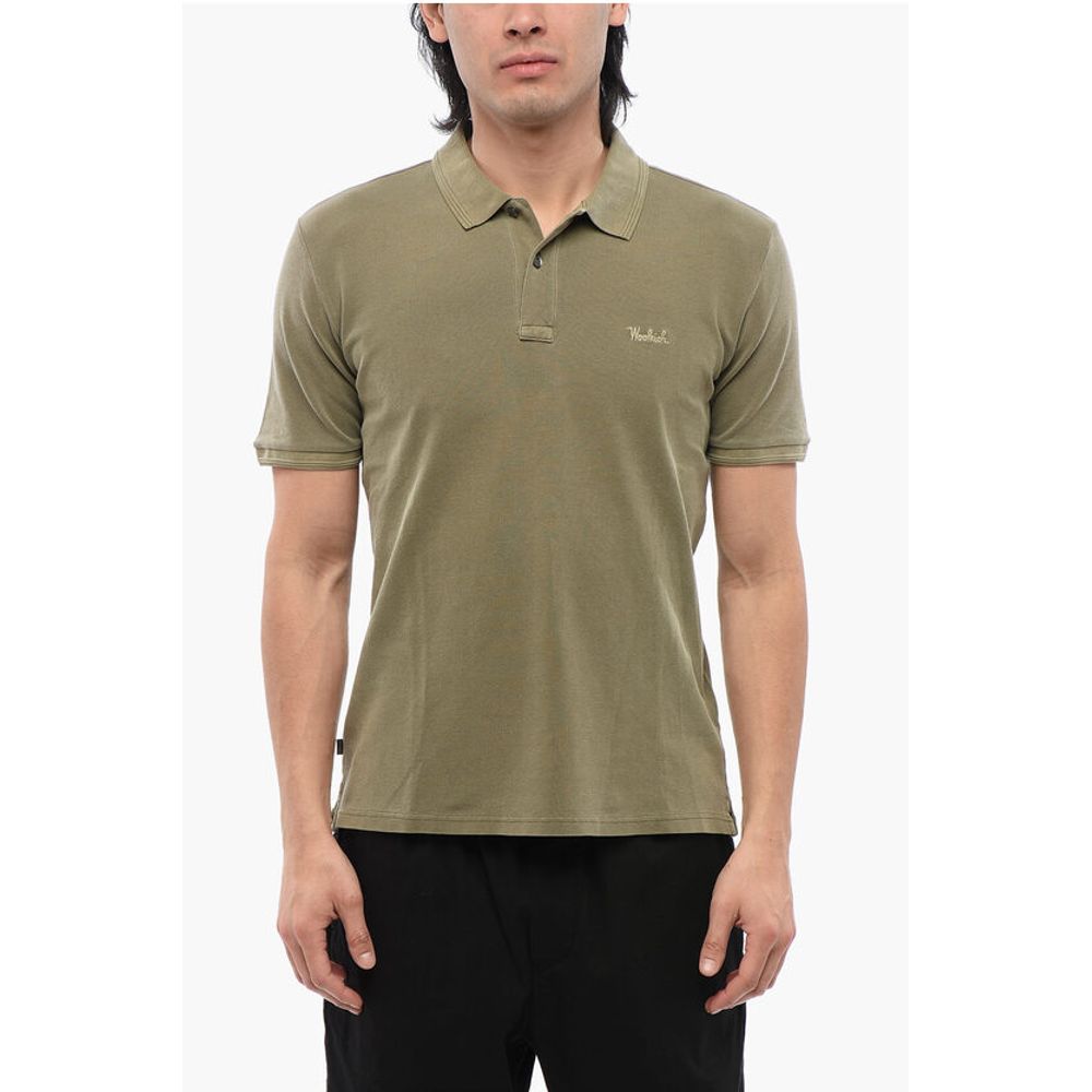 

Поло из вышитой ткани тон-в-тон Woolrich, Green
