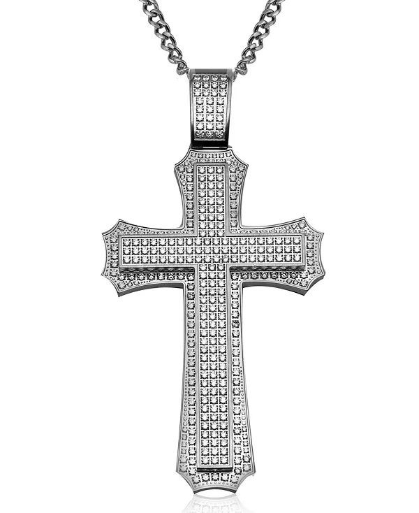 

Ожерелье с подвеской в виде креста 24 дюйма из нержавеющей стали с кубическим цирконием Macy'S, steel