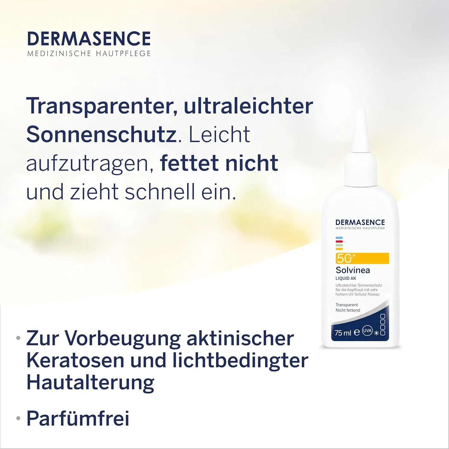 Жидкий солнцезащитный крем SPF 50+ для кожи головы DERMASENCE Solvinea Liquid AK Dermasence — фото 4