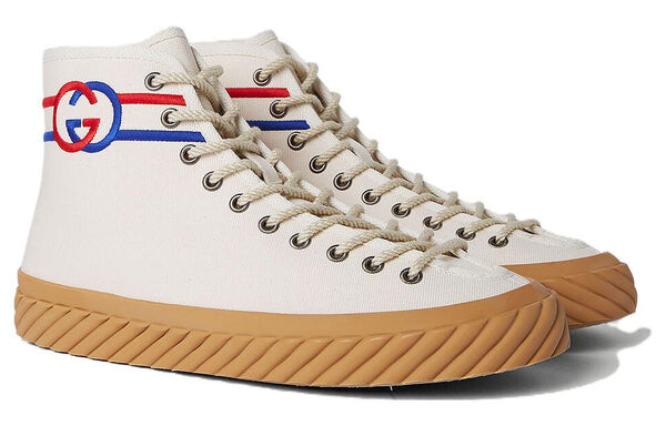 Кроссовки interlock g high-top sneakers 'white red blue' Gucci, белый — фото 3