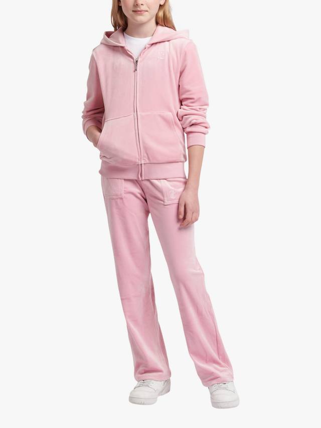 Детские велюровые тоновые широкие джоггеры Juicy Couture, Pink Nectar — фото 2