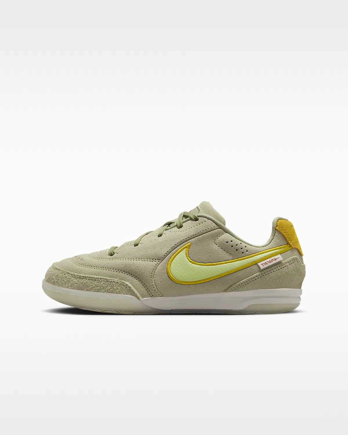 Кроссовки для зала/паркета Nike Jr. Tiempo Streetgato LE, Olive Aura/Metallic Red Bronze/Light Liquid Lime