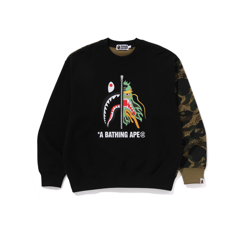 

Bape X Clot камуфляжная акула толстовка A BATHING APE, черный