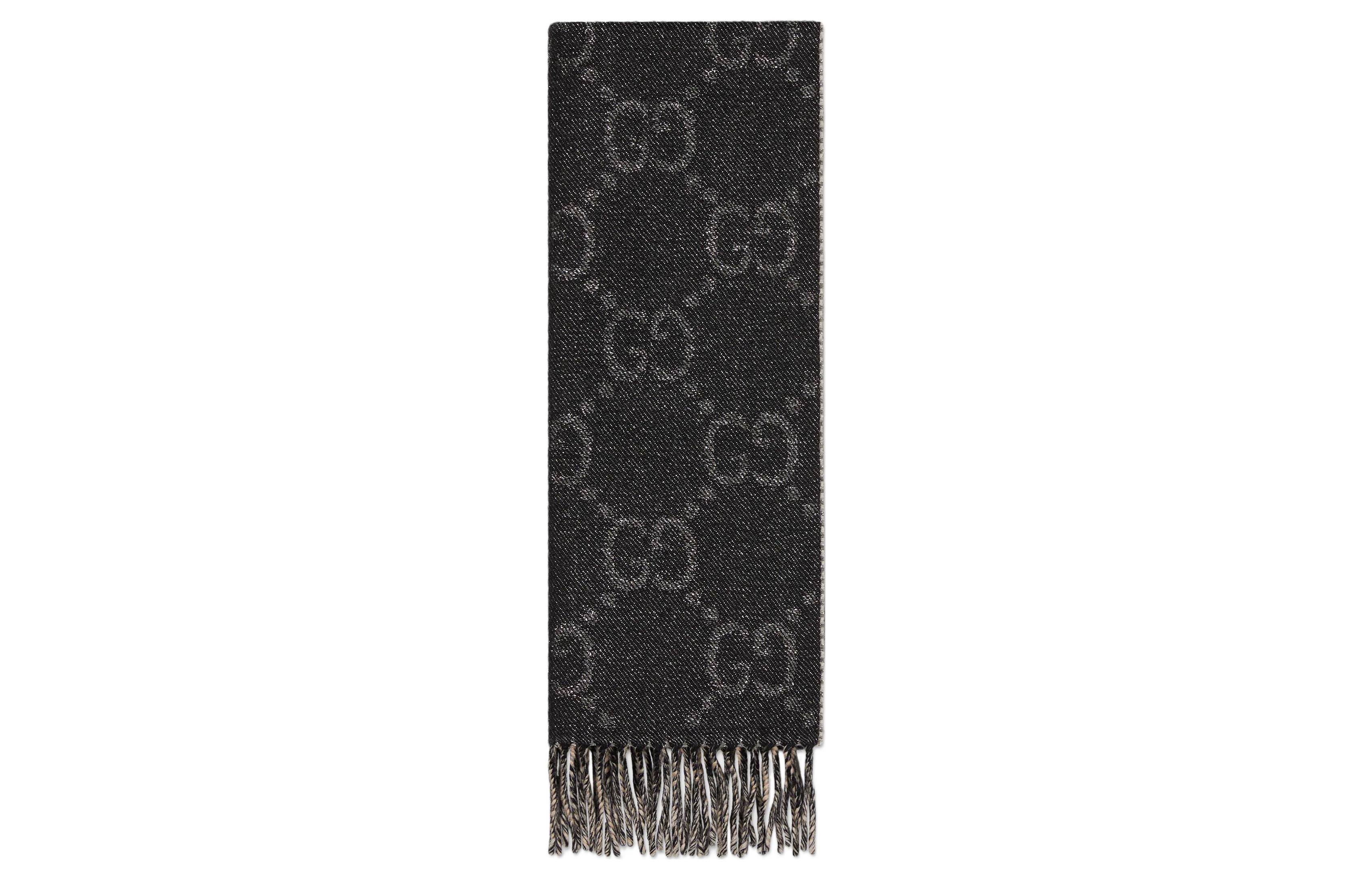

GUCCI Шерстяной жаккардовый шарф GG, Black