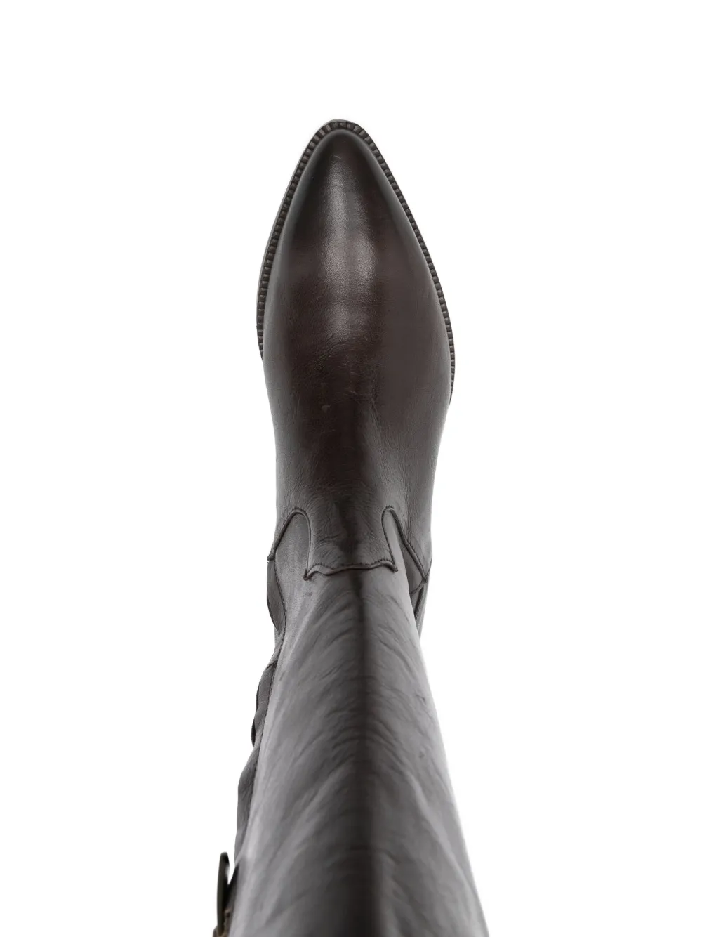 35-миллиметровые кожаные ковбойские сапоги с острым носком curiositè, коричневый — фото 4