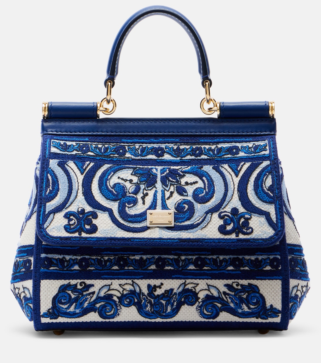 

Средняя майоликовая холщовая сумка Sicily Dolce&Gabbana, Azulejos Blu