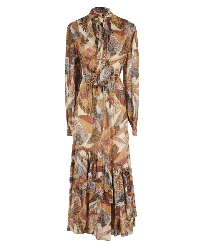 

Длинное платье в горошек с V-образным вырезом Farm Rio, коричневый