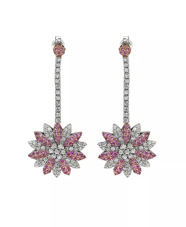 

Серьги-Подвески в форме цветка от Suzy Levian из стерлингового серебра с сапфирами и искусственными белыми сапфирами Suzy Levian New York, pink