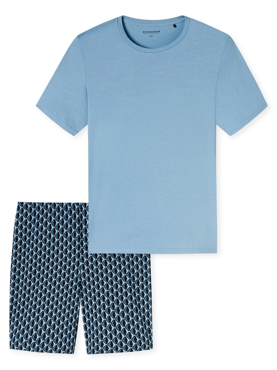 

Короткая пижама SCHIESSER Casual Essentials, цвет Light blue/Dark blue