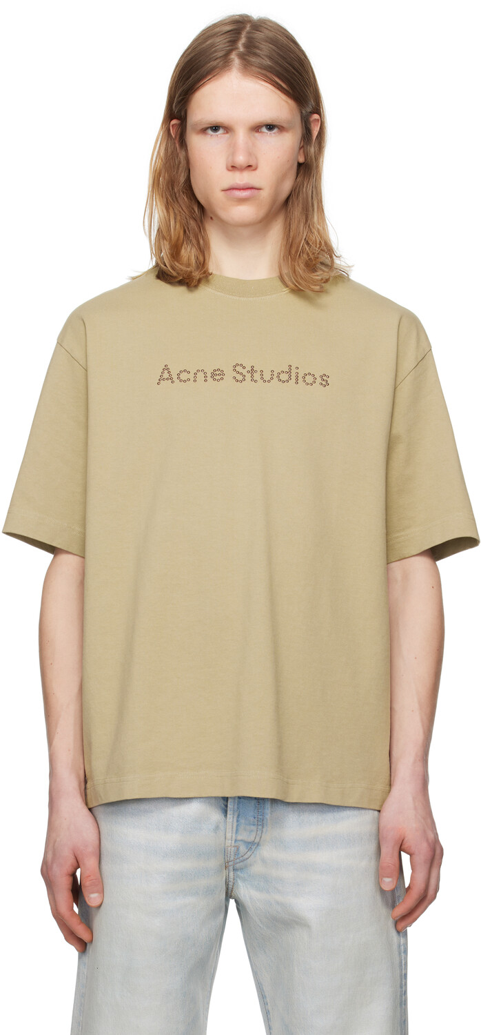 

Футболка свободного кроя цвета хаки с логотипом Acne Studios, Sand beige