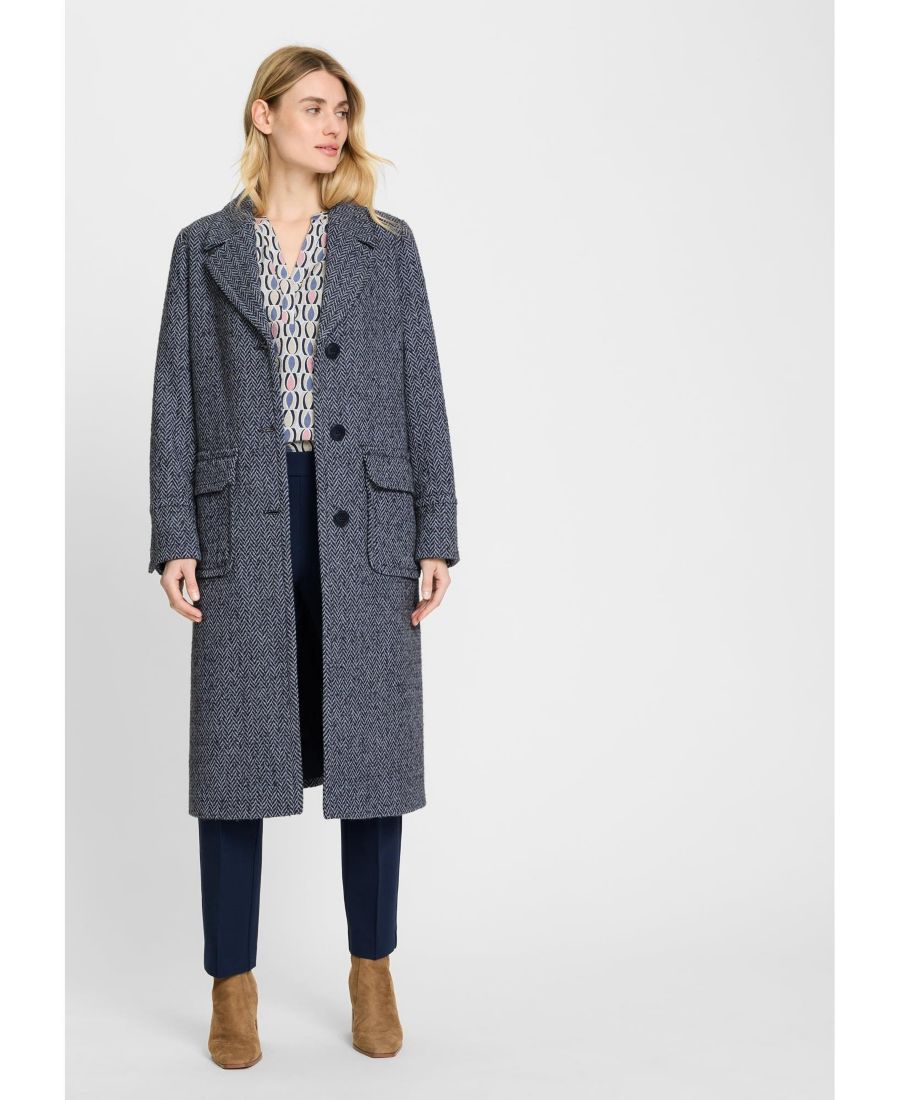 

Пальто из шерстяной смеси в елочку Olsen, Ink blue