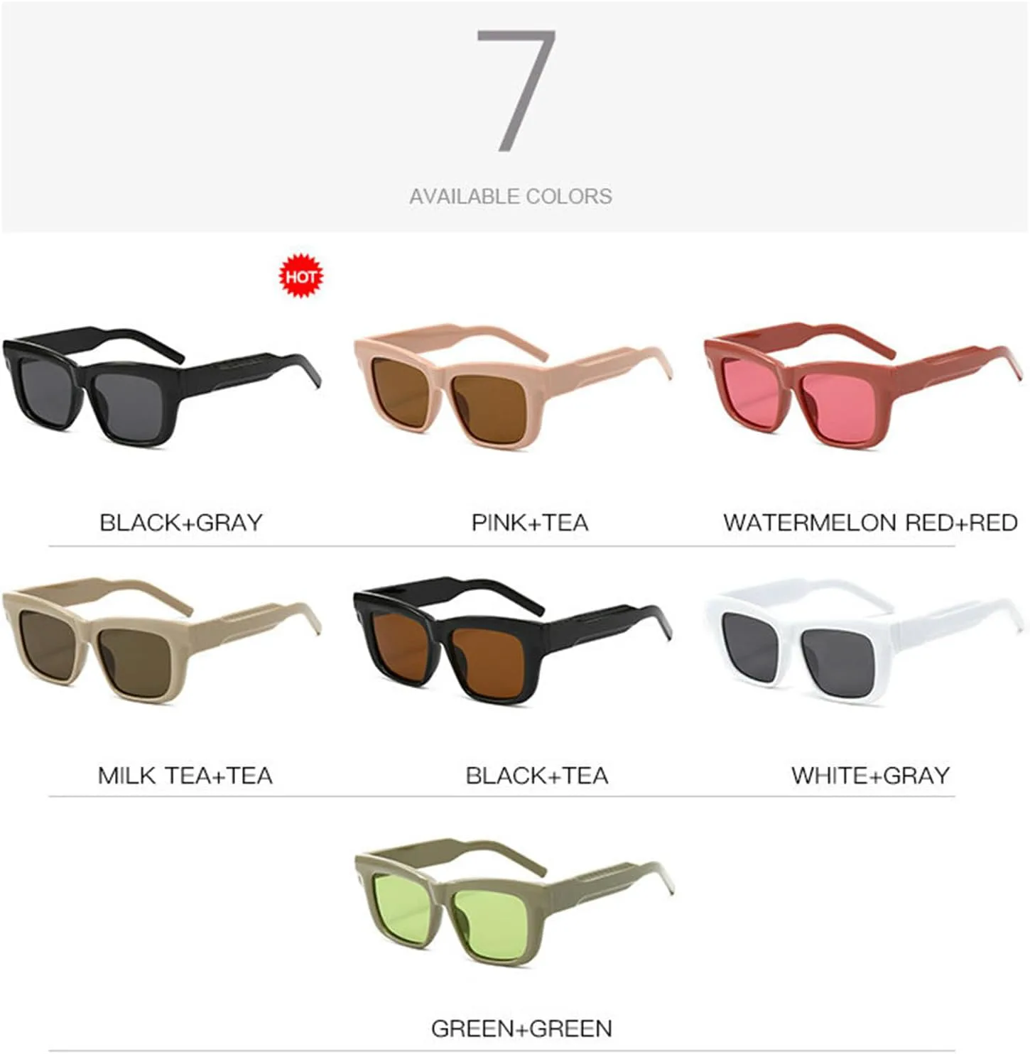 

Солнцезащитные очки Willochra Fashion Classic Square Rivet для женщин и мужчин, в стиле ретро, ​​с толстой оправой, квадратной и прямоугольной формы, Black Brown