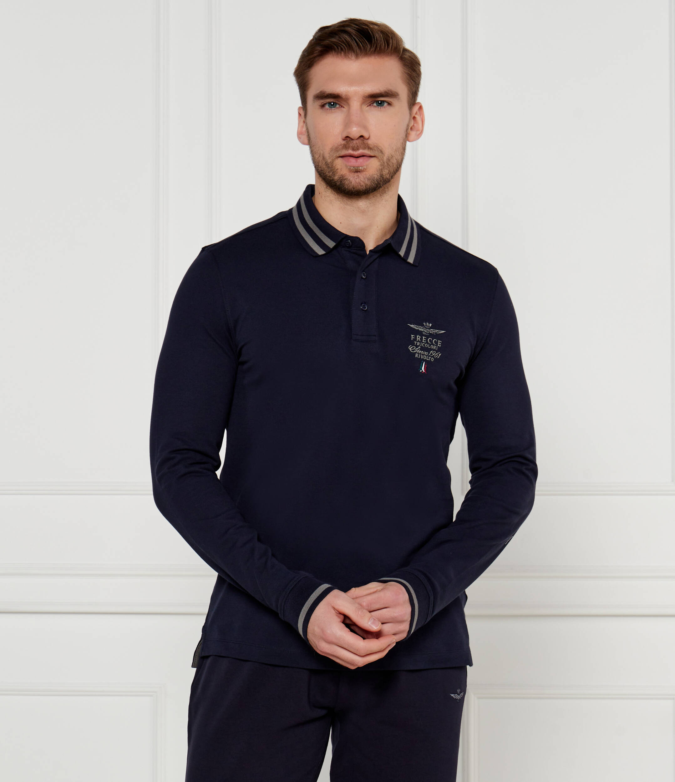 

Поло Aeronautica Militare Slim Fit, темно-синий