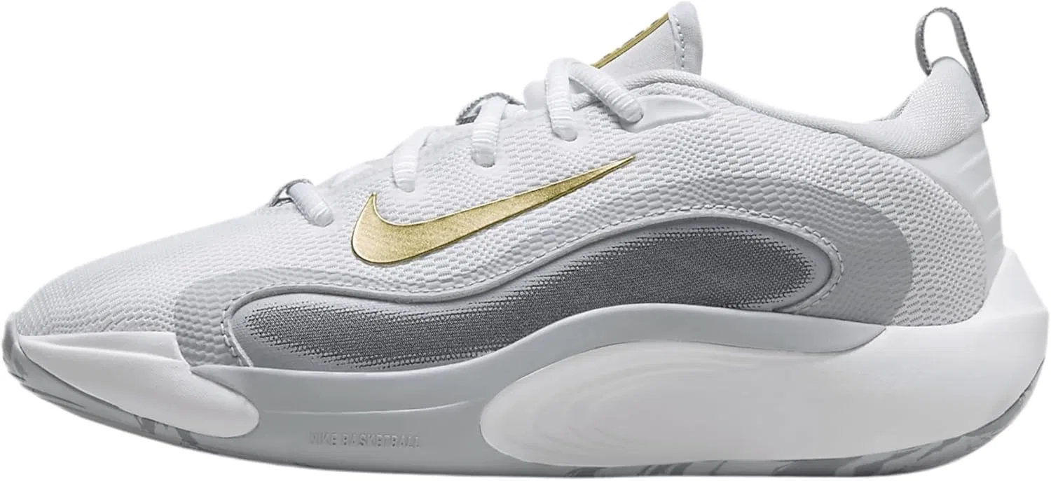 Кроссовки детские Nike Isofly, Little Kid/Big Kid, White/Metallic Gold Star/Cool Grey/Wolf Grey