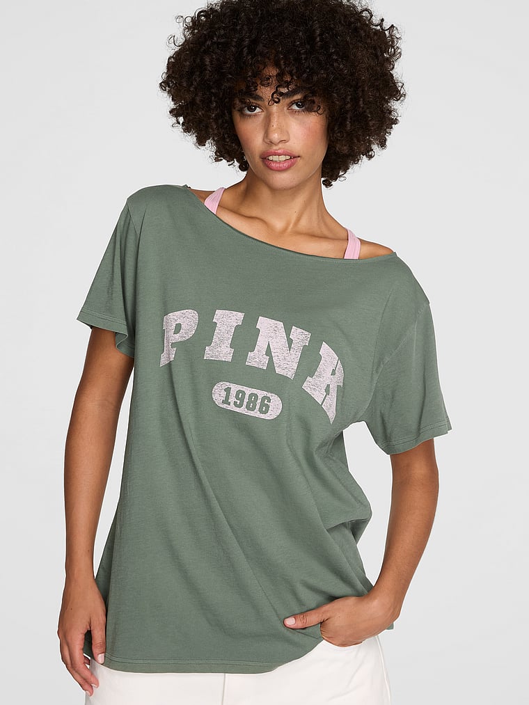 

Футболка свободного кроя из хлопка Campus Pink, цвет wild thyme core logo