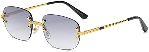 

Популярные солнцезащитные очки 2027 года, маленькие, прямоугольной формы, в стиле ретро, ​​без оправы, с зеркальным покрытием, защита от УФ-излучения UV400 MTZJH, Grey Gradient