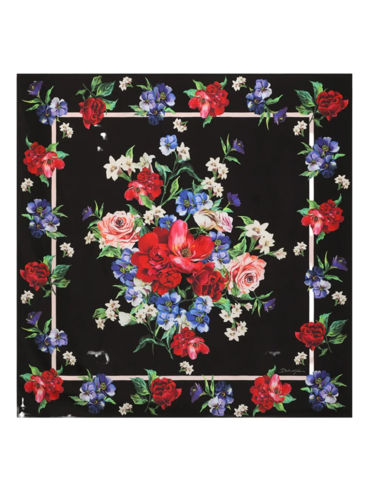 

Шарф с цветочным принтом Dolce & Gabbana, черный