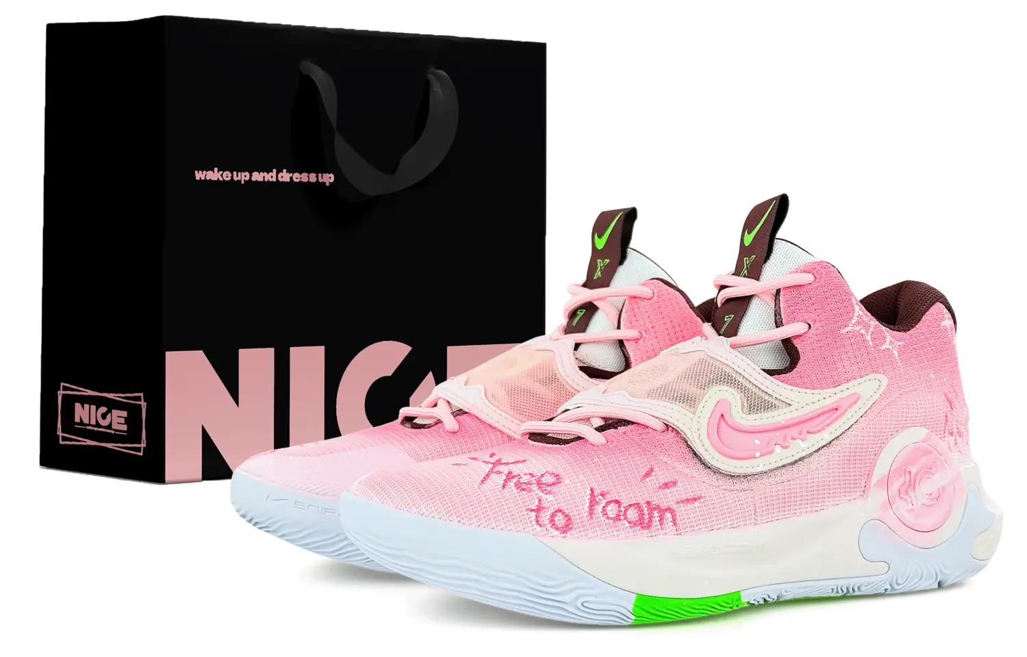 

Nike Мужские низкие баскетбольные кроссовки KD Trey 5 X с тканевой амортизацией, износостойкие, резиновые, розовые