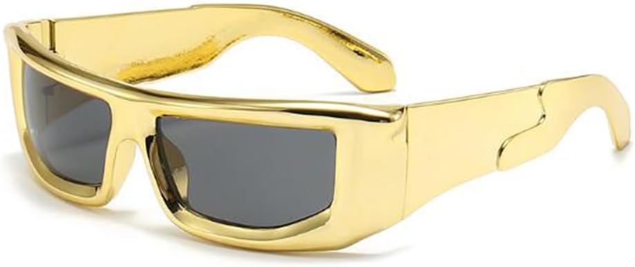 

Солнцезащитные очки Square Toad: модные солнцезащитные очки с защитой от УФ-излучения для активного отдыха и туризма sundry goods, C14 Plated Gold Frame Black Gray Flakes