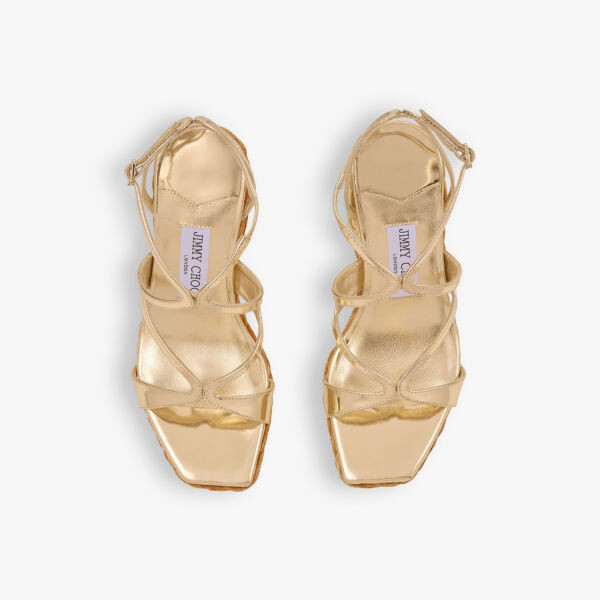 Босоножки из кожи на каблуке с контрастной подошвой Ayla 110 Jimmy Choo, золотой — фото 2