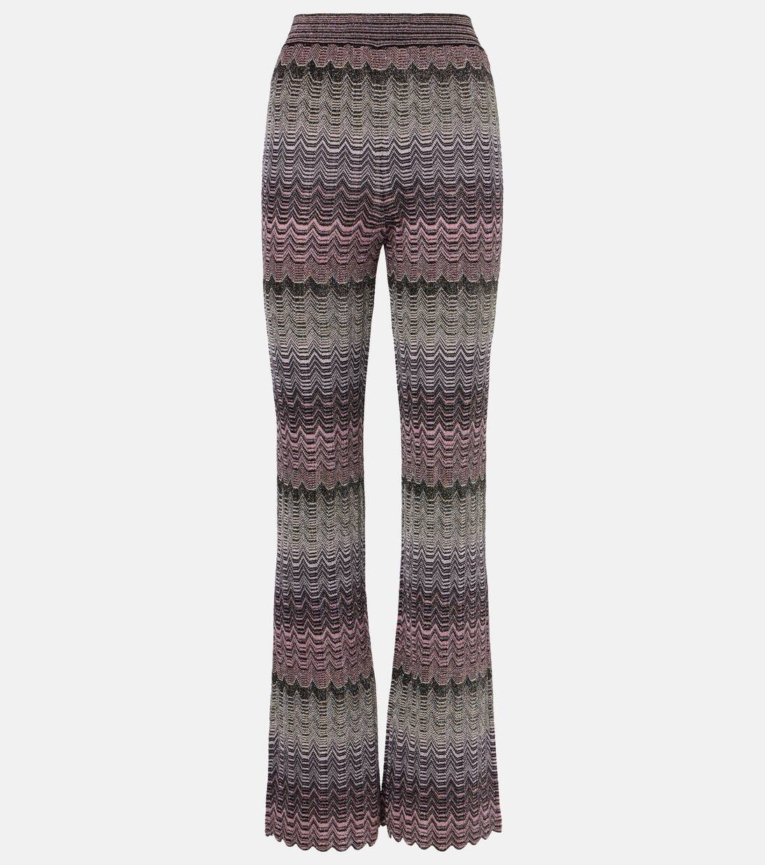 

Расклешенные брюки с высокой посадкой и зигзагообразным узором Missoni, цвет multicolor black, silver, rose