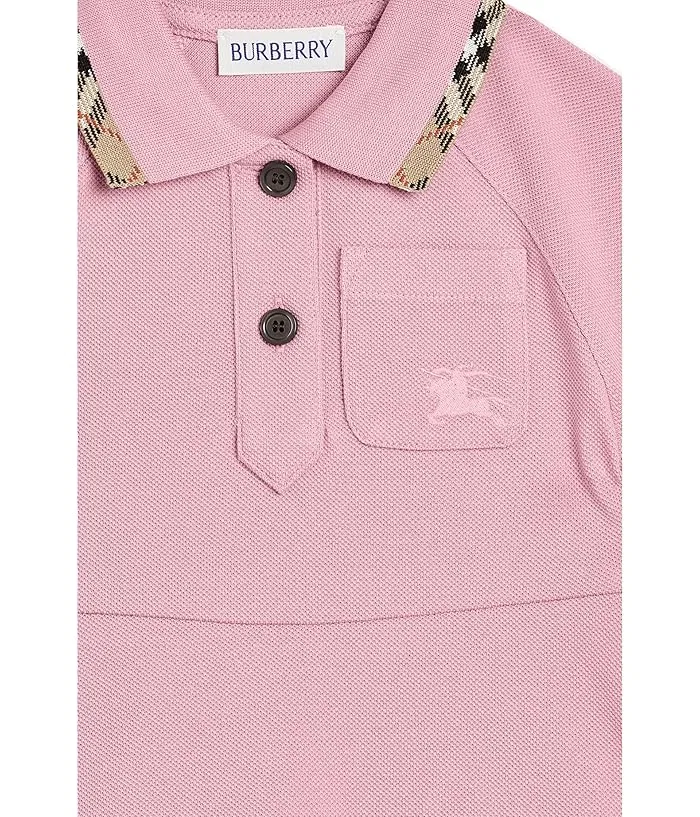 Платье с контрастным принтом Romola Burberry Kids, Sweetpea Pink — фото 3