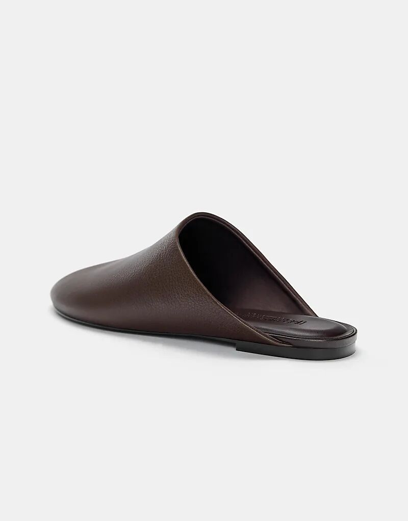Туфли-мюли Pull&Bear Flat из кожи коричневого цвета